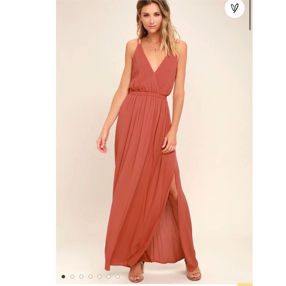 Lost in Paradise Rusty Rose Maxi Dress
